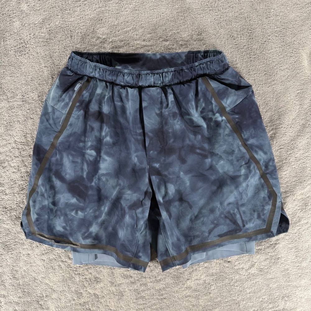 Lululemon Surge Short 6" Blurred Lines Spray Dye Lined Shorts Reflective Small